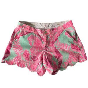 Lilly Pulitzer Buttercup Shorts in Love Bird Pattern Size 4 Pink Tropical Preppy